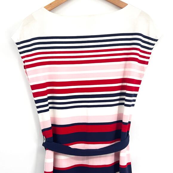 Tommy Hilfiger Dress Women’s Striped Stretch Knit Belted Red Blue White Small - Picture 5 of 7